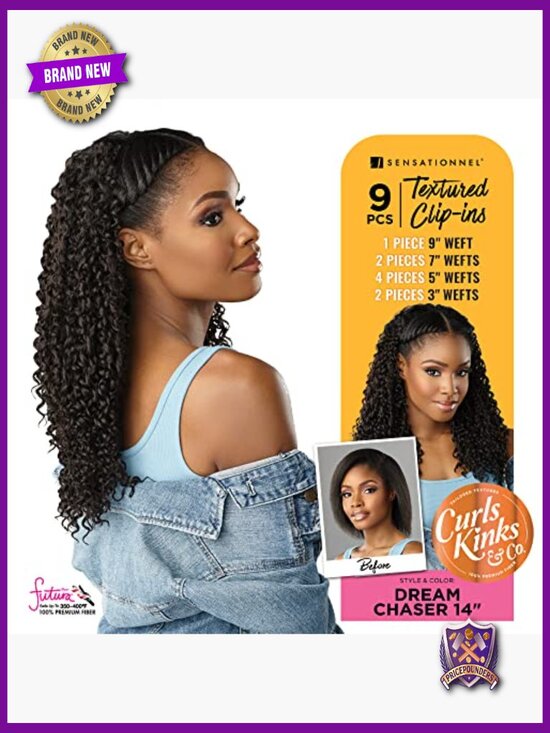 9 Piece Clip In Hair Extensions 14 Inch Natural Curls 3b-4c Protective Style main image 6